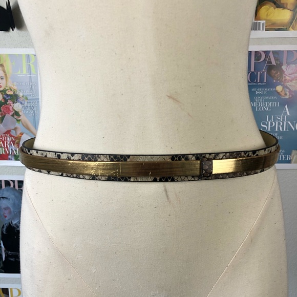 BCBGMAXAZRIA SNAKE PRINT BELT WITH GOLD DETAIL main image 2